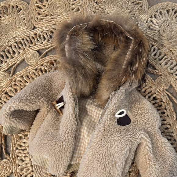 Petite Maison Kids 2Y toddler fur jacket boy sherpa tan brown - Picture 9 of 9